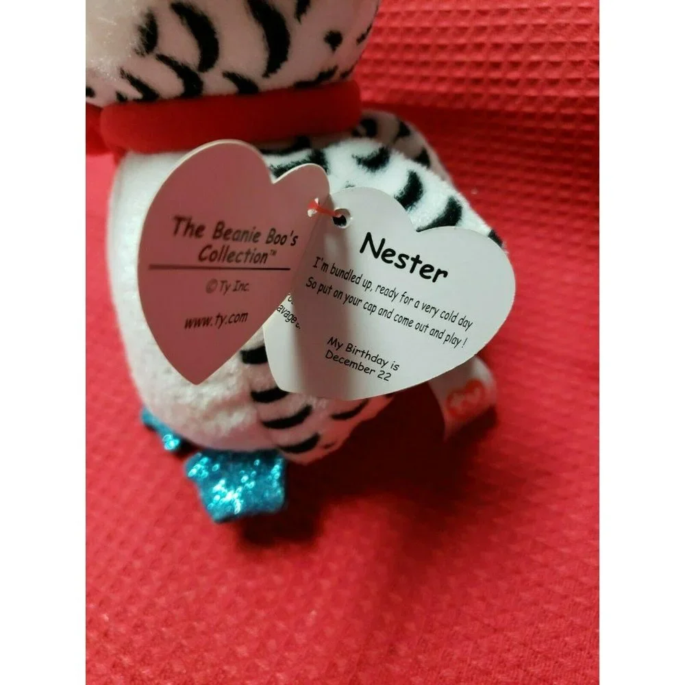 Ty Beanie Boos - NESTER the Christmas Owl (6‎ Inch) NEW - MINT with MINT TAGS 6T